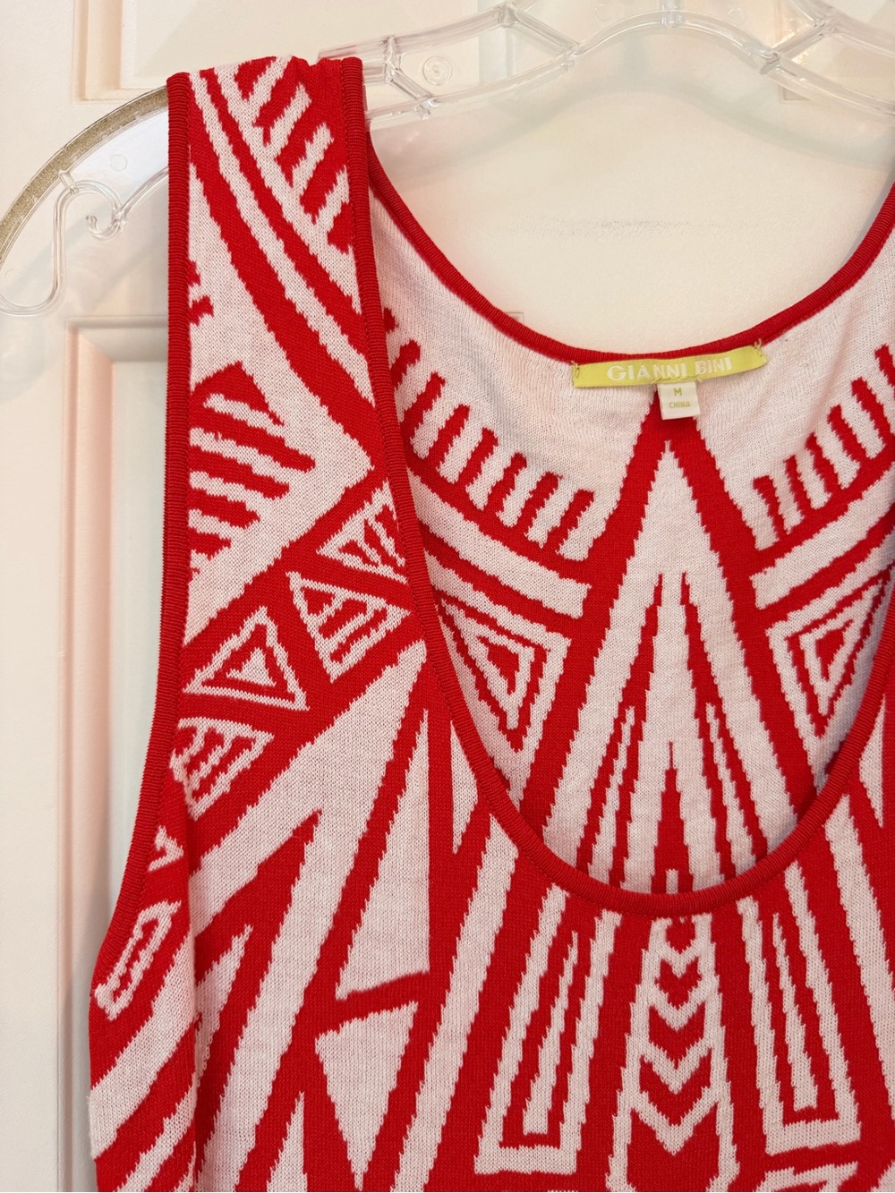 Gianni Bini woven knit tank midi dress, Red and White Bodycon Fit, Sz M - Picture 7 of 15